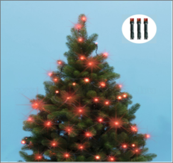 Belt�ri f�nyf�z�r, piros sz�nben, 100 LED